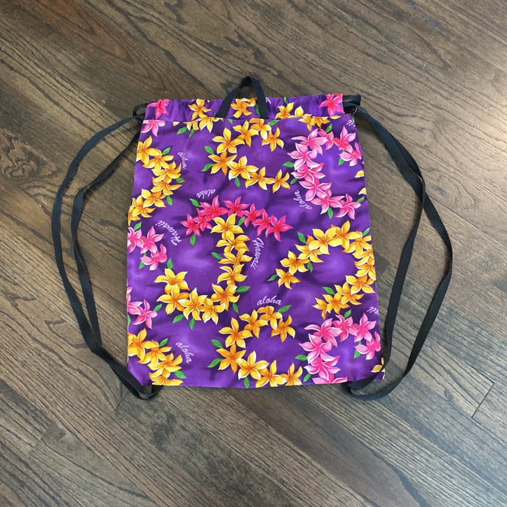 Hawaii String Backpack Cinch Backpack Purple Flor… - image 7